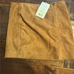 NWT Sezane Harlow Suede Hazlenut Mini Skirt sz FR 38 US 6